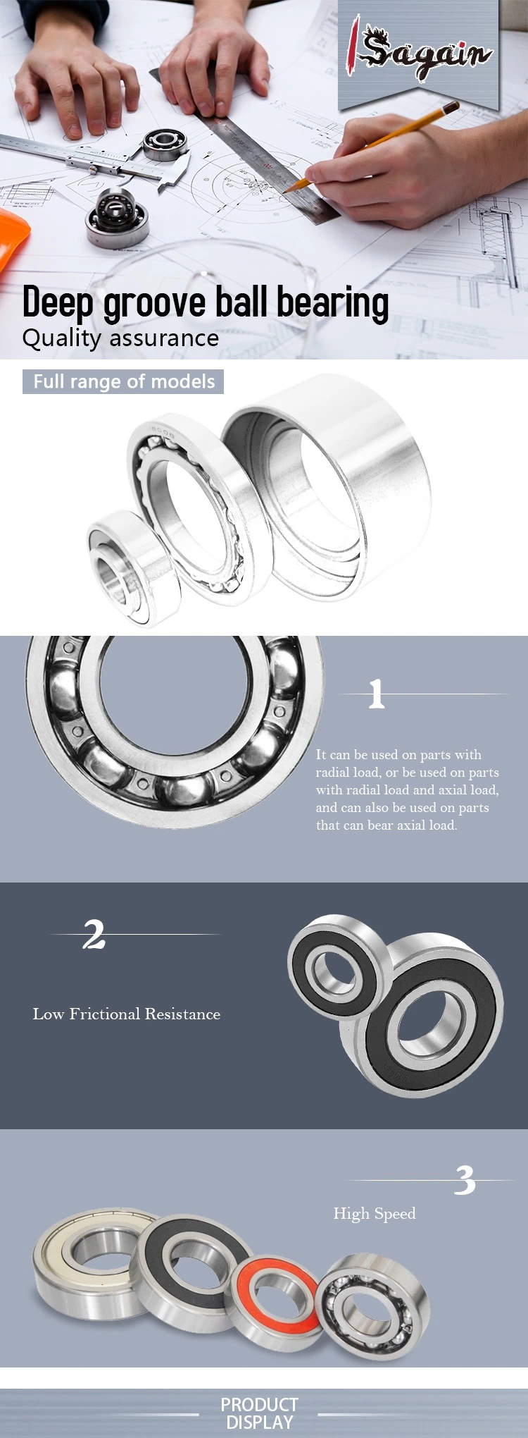 Timken NTN NSK High Temperatures Deep Groove Ball Bearings with Extended Inner Ring Single Row Stainless Steel Bearings Seal on Both Sides with Snap Ring